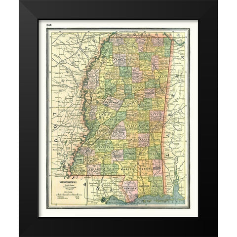 Mississippi - Johnson 1888 Black Modern Wood Framed Art Print by Johnson