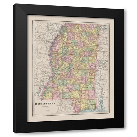 Mississippi - Cram 1892 Black Modern Wood Framed Art Print with Double Matting by Cram