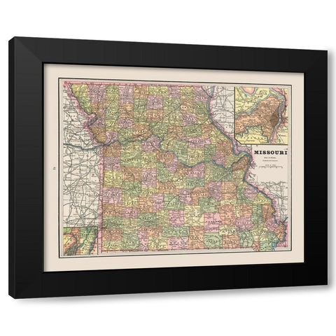 Missouri - Cram 1892 Black Modern Wood Framed Art Print with Double Matting by Cram
