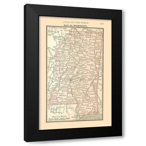 Mississippi - Alden 1886 Black Modern Wood Framed Art Print with Double Matting by Alden