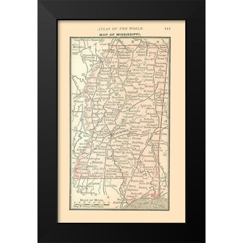Mississippi - Alden 1886 Black Modern Wood Framed Art Print by Alden