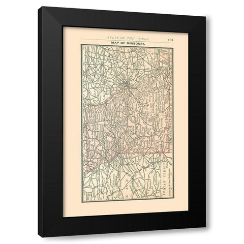 Missouri - Alden 1886 Black Modern Wood Framed Art Print by Alden