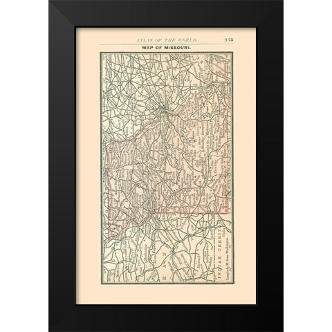 Missouri - Alden 1886 Black Modern Wood Framed Art Print by Alden
