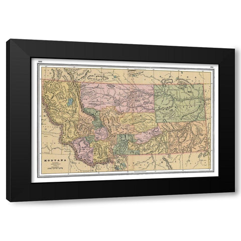Montana - Johnson 1888 Black Modern Wood Framed Art Print with Double Matting by Johnson