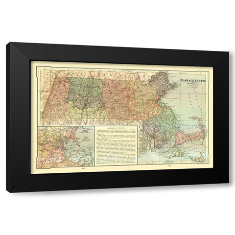 Massachusetts - United States - Monteith 1882 Black Modern Wood Framed Art Print with Double Matting by Monteith