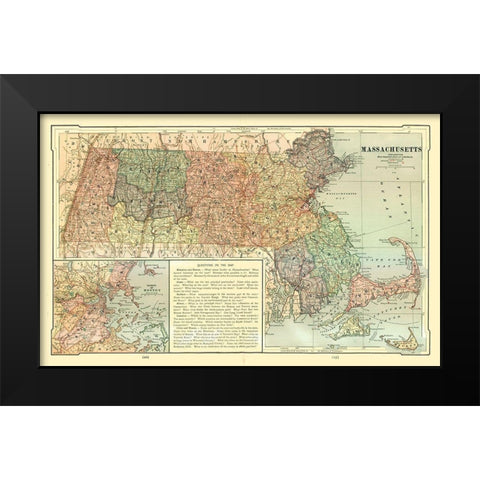 Massachusetts - United States - Monteith 1882 Black Modern Wood Framed Art Print by Monteith