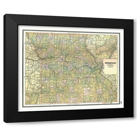 Missouri - Johnson 1888 Black Modern Wood Framed Art Print with Double Matting by Johnson