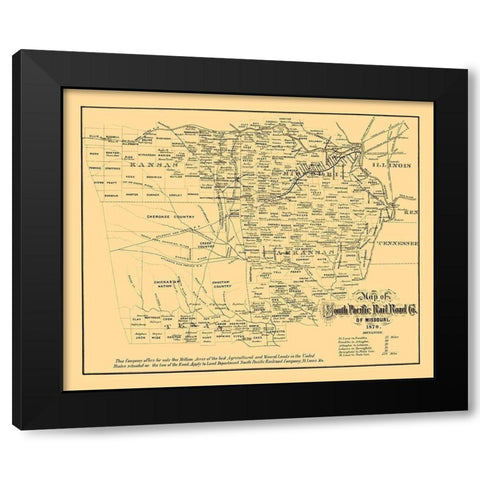 South Pacific Railroad Co of Missouri - Gast 1870 Black Modern Wood Framed Art Print by Gast