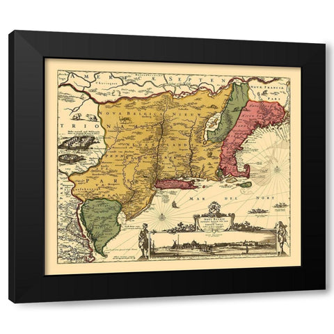 New Belgium - United States - Visscher Black Modern Wood Framed Art Print with Double Matting by Visscher