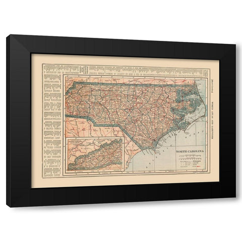 North Carolina - Reynold 1921 Black Modern Wood Framed Art Print with Double Matting by Reynold