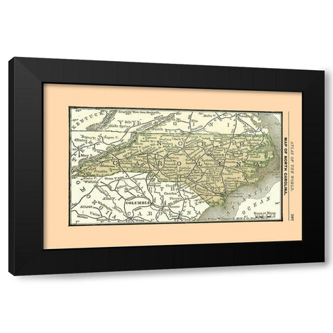 North Carolina - Alden 1886 Black Modern Wood Framed Art Print with Double Matting by Alden