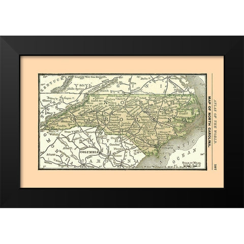 North Carolina - Alden 1886 Black Modern Wood Framed Art Print by Alden