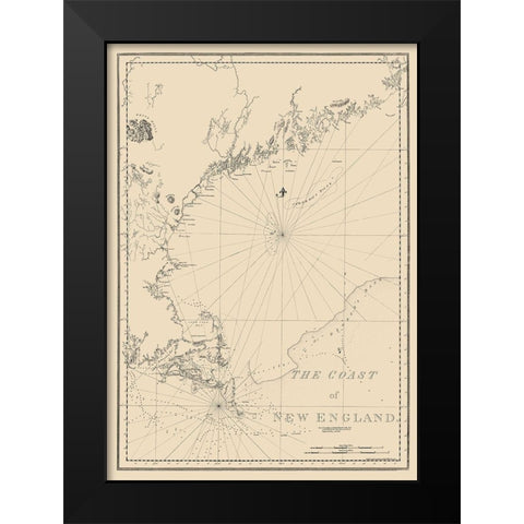 New England Coast - Des Barres 1776 Black Modern Wood Framed Art Print by Des Barres