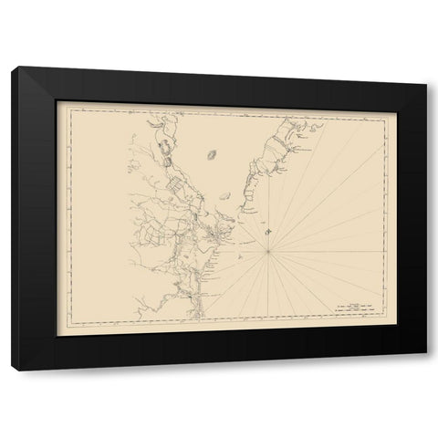 New England Coast - 1776 Black Modern Wood Framed Art Print with Double Matting by Unknown
