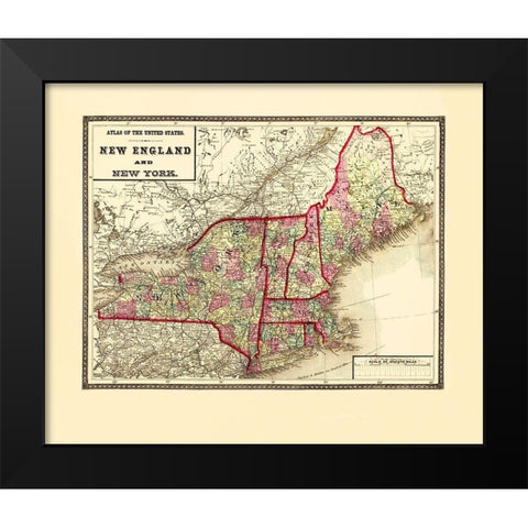 New England, New York - Lloyd 1873 Black Modern Wood Framed Art Print by Lloyd