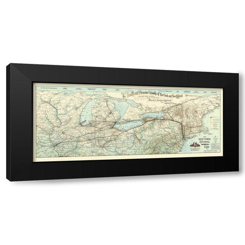 New York Central and Hudson River Railroad 1893 Black Modern Wood Framed Art Print with Double Matting by Matthews