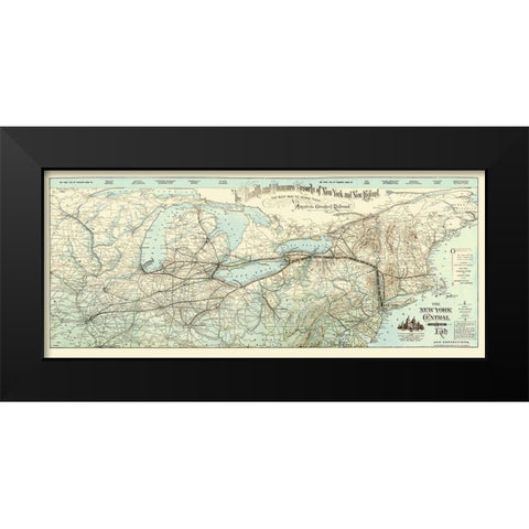 New York Central and Hudson River Railroad 1893 Black Modern Wood Framed Art Print by Matthews