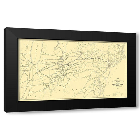 New York and Erie Railroad - 1853 Black Modern Wood Framed Art Print with Double Matting by Unknown