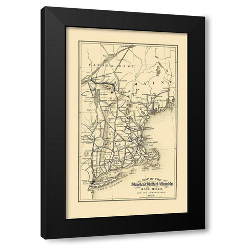 Stanstead, Shefford and Chambly Railroad 1858 Black Modern Wood Framed Art Print with Double Matting by Robertson