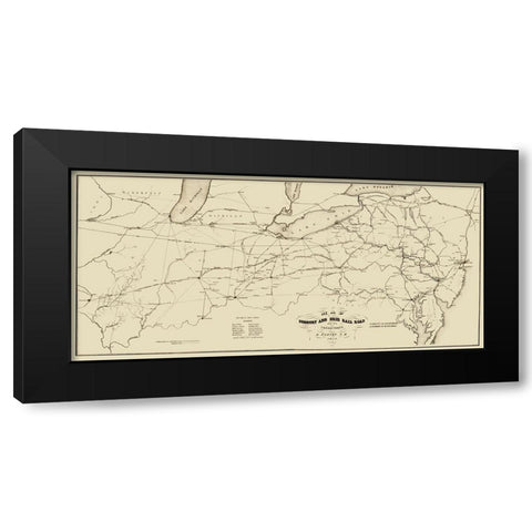 Sunbury and Erie Railroad - McLaughlin 1854 Black Modern Wood Framed Art Print with Double Matting by McLaughlin