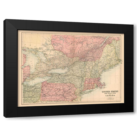 North Eastern US, Canada - Black 1867 Black Modern Wood Framed Art Print with Double Matting by Black