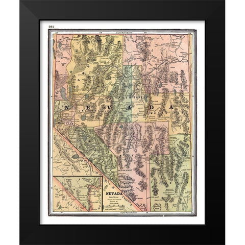Nevada - Johnson 1888 Black Modern Wood Framed Art Print by Johnson