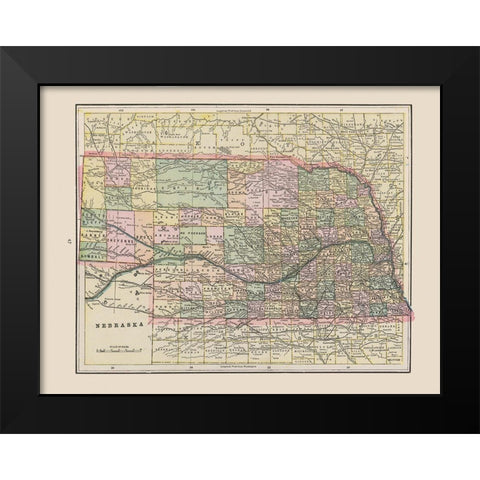 Nebraska - Cram 1892 Black Modern Wood Framed Art Print by Cram