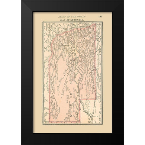 Nebraska - Alden 1886 Black Modern Wood Framed Art Print by Alden