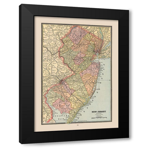 New Jersey, United States - Cram 1888 Black Modern Wood Framed Art Print by Cram