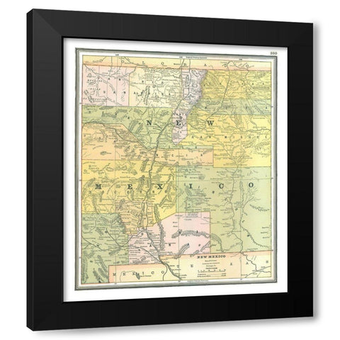 New Mexico - Johnson 1888 Black Modern Wood Framed Art Print with Double Matting by Johnson
