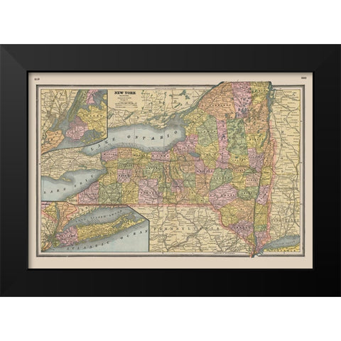 New York - Johnson 1888 Black Modern Wood Framed Art Print by Johnson