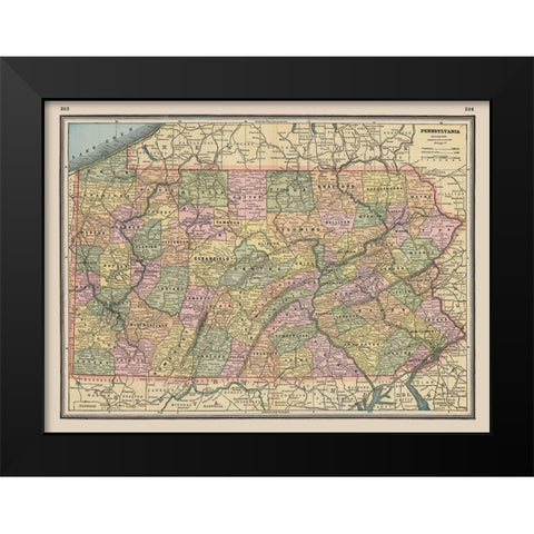 Pennsylvania - Johnson 1888 Black Modern Wood Framed Art Print by Johnson