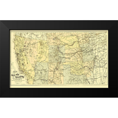 Union Pacific with Eastern Connections 1867 Black Modern Wood Framed Art Print by Keeler