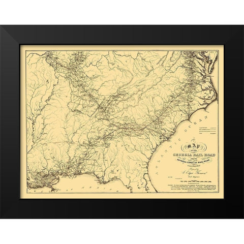 Georgia Railroad - Thompson 1839 Black Modern Wood Framed Art Print by Thompson