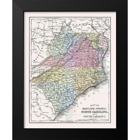 South Eastern United States - Mitchell 1877 Black Modern Wood Framed Art Print by Mitchell