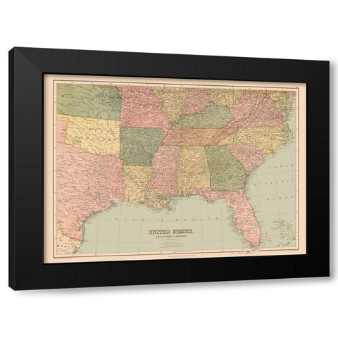 Southern Section of US - Black 1867 Black Modern Wood Framed Art Print by Black