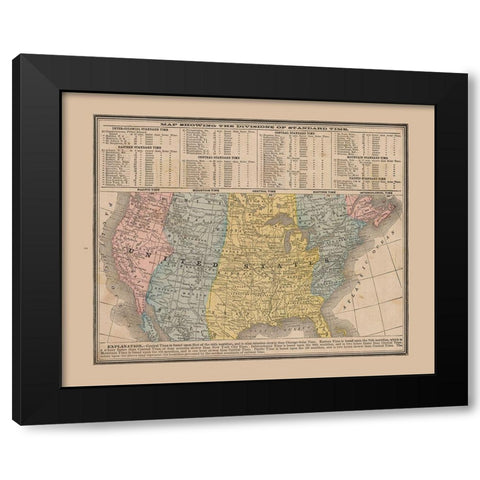 Divisions of Standard Time - Cram 1888 Black Modern Wood Framed Art Print with Double Matting by Cram