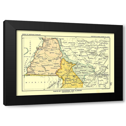 Tennessee - Alabama - Hoen 1896 Black Modern Wood Framed Art Print by Hoen