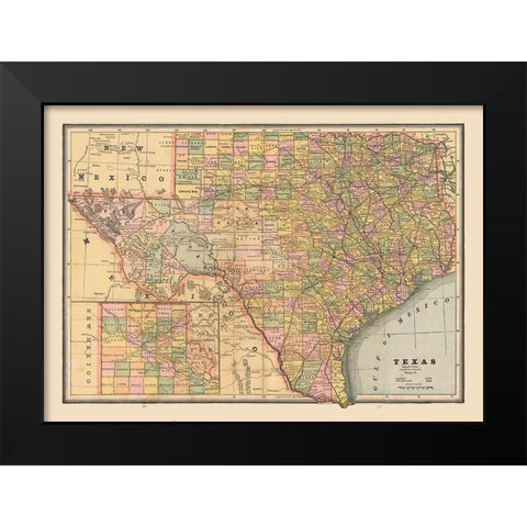 Texas, United States - Cram 1888 Black Modern Wood Framed Art Print by Cram