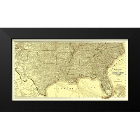 Southeastern States Roads - Rand McNally 1923 Black Modern Wood Framed Art Print by Rand McNally