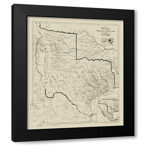 Texas - Arrowsmith 1841  Black Modern Wood Framed Art Print with Double Matting by Arrowsmith