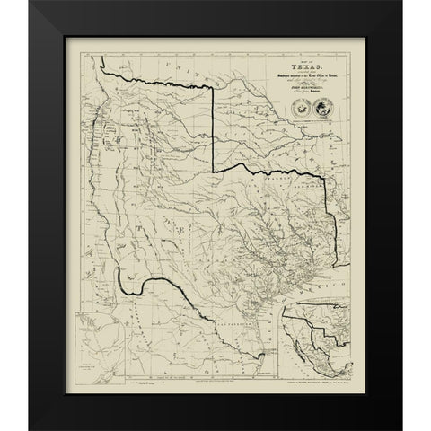 Texas - Arrowsmith 1841  Black Modern Wood Framed Art Print by Arrowsmith