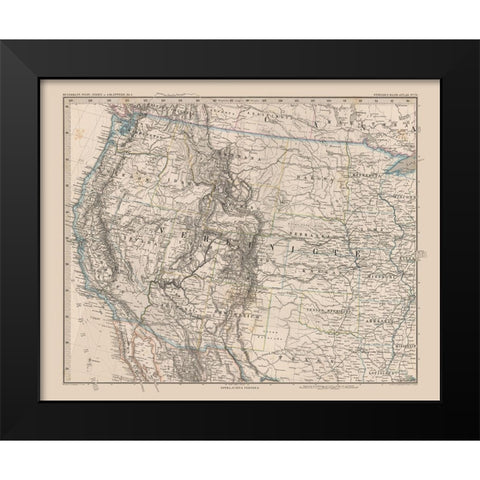 Western United States - Stieler 1885 Black Modern Wood Framed Art Print by Stieler