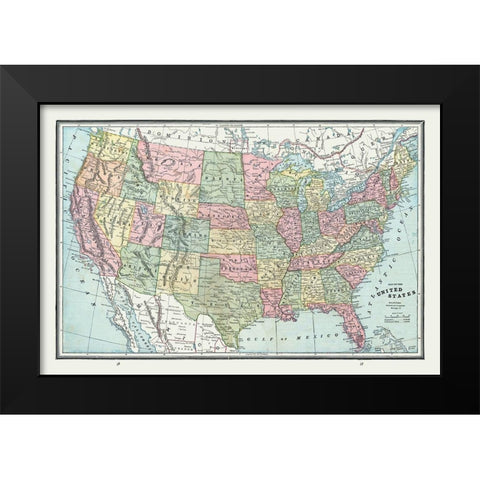 United States - Cram 1888 Black Modern Wood Framed Art Print by Cram