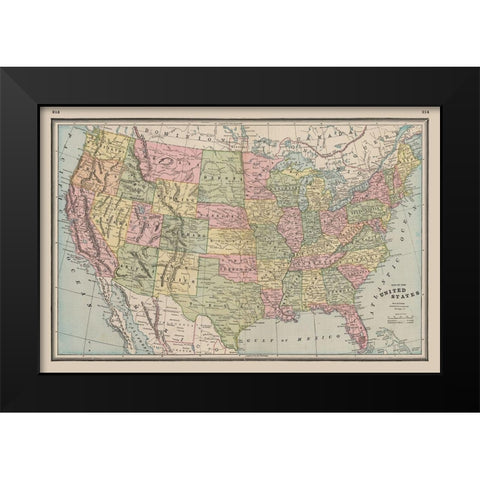 United States - Johnson 1888 Black Modern Wood Framed Art Print by Johnson