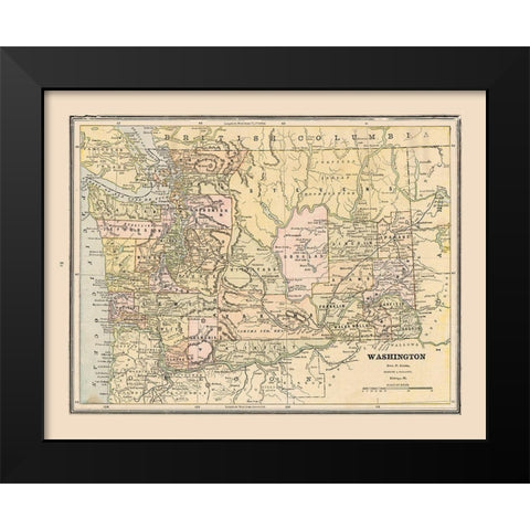 Washington, United States - Cram 1888 Black Modern Wood Framed Art Print by Cram