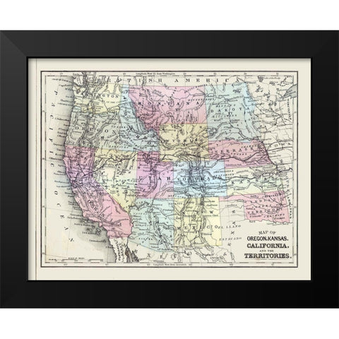 Western United States - Mitchell 1877 Black Modern Wood Framed Art Print by Mitchell