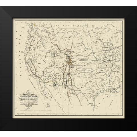 United States and Territories West of Mississippi Black Modern Wood Framed Art Print by Mclean