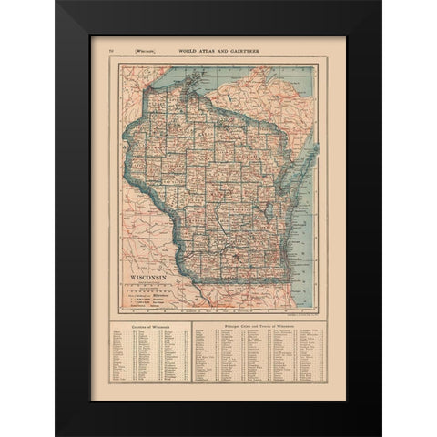 Wisconsin - Poates 1921 Black Modern Wood Framed Art Print by Poates