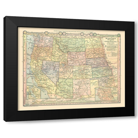 Western States - Monteith 1882 Black Modern Wood Framed Art Print by Monteith